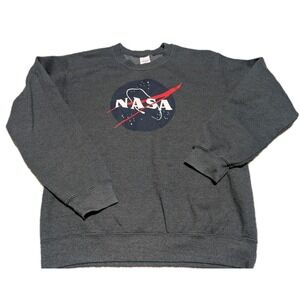 NASA Logo Crewneck Sweatshirt - NASA Space Distressed Sweater Small Grey